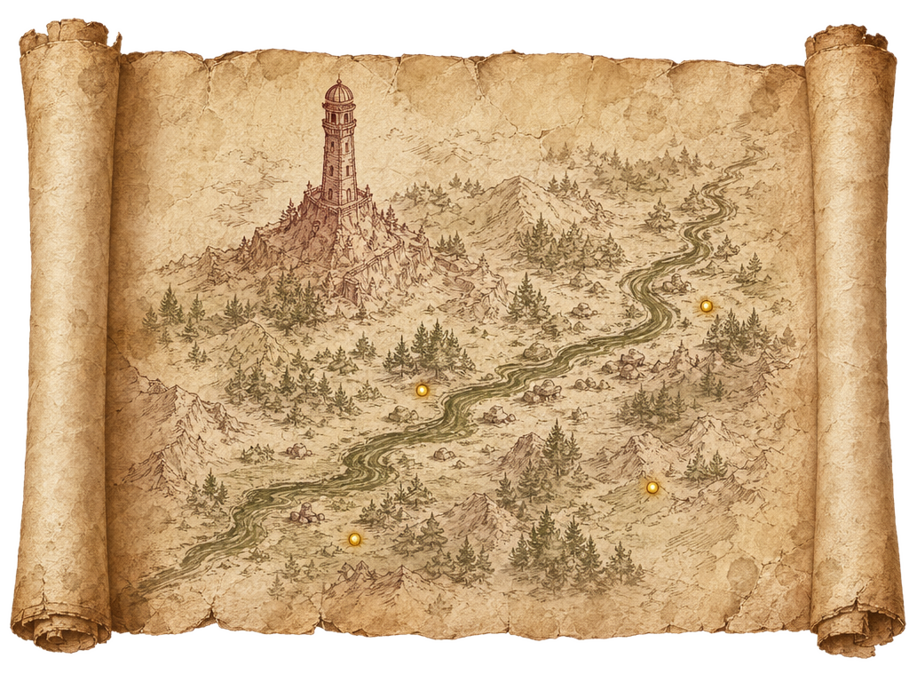 桌上一卷未走完的旧地图。